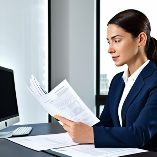 Home 5 지적재산권 강의 준비 과정 공유 - **Prompt:** A professional businesswoman in a modest business suit, sitting at a desk in a modern of...